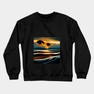 Crashing Waves at the Shore Beach Life Tree Tree Sunset Crewneck Sweatshirt